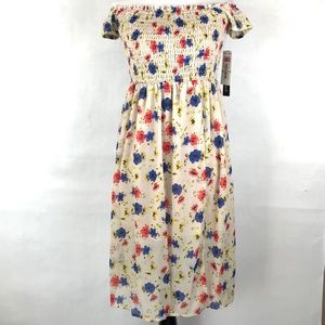 Sequin hearts floral off the shoulder dress